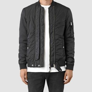 Men's Gray All Saints Braddock Bomber Jacket.